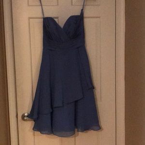 Blue strapless dress